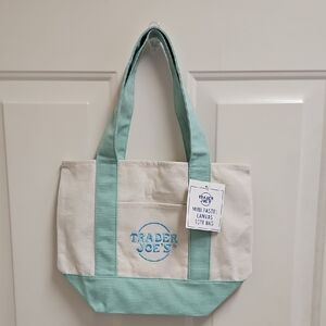 Mint and Cream Canvas Tote Bag